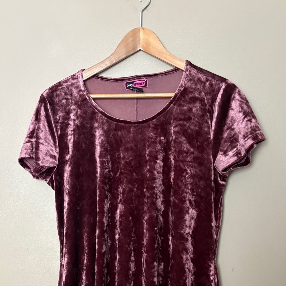 Vintage Y2K crushed velvet swing dress mauve 90s grunge fairy whimsygoth M EUC - Picture 7 of 16